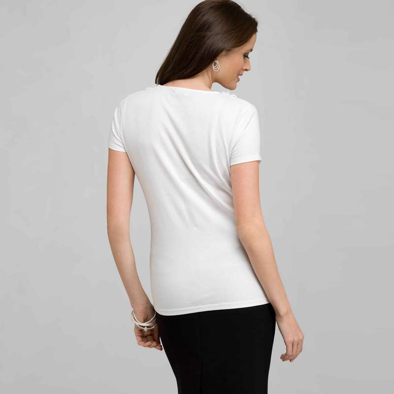 Flower Embellishment Tee, White, large image number 1