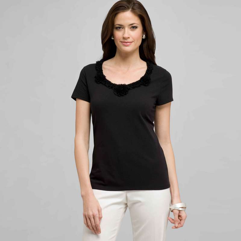 Flower Embellishment Tee, , large image number 0